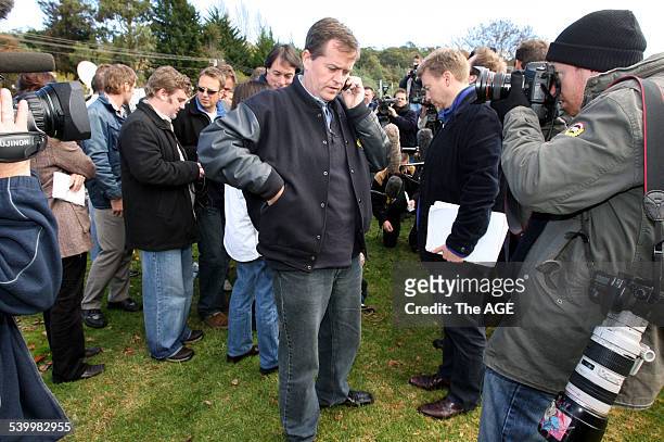 Beaconsfield Mine 2006. National Secretary of the AWU, Bill Shorten, waits in front of the media for a press conference about two miners, Brant Webb...