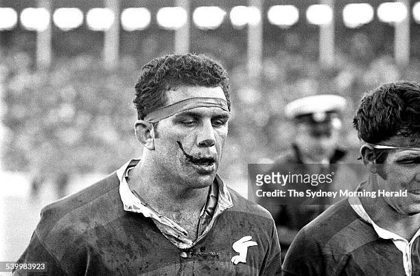 Rugby League Grand Final 1970. South Sydney captain John Sattler leaves the field after winning the 1970 rugby league grand final against Manly,...