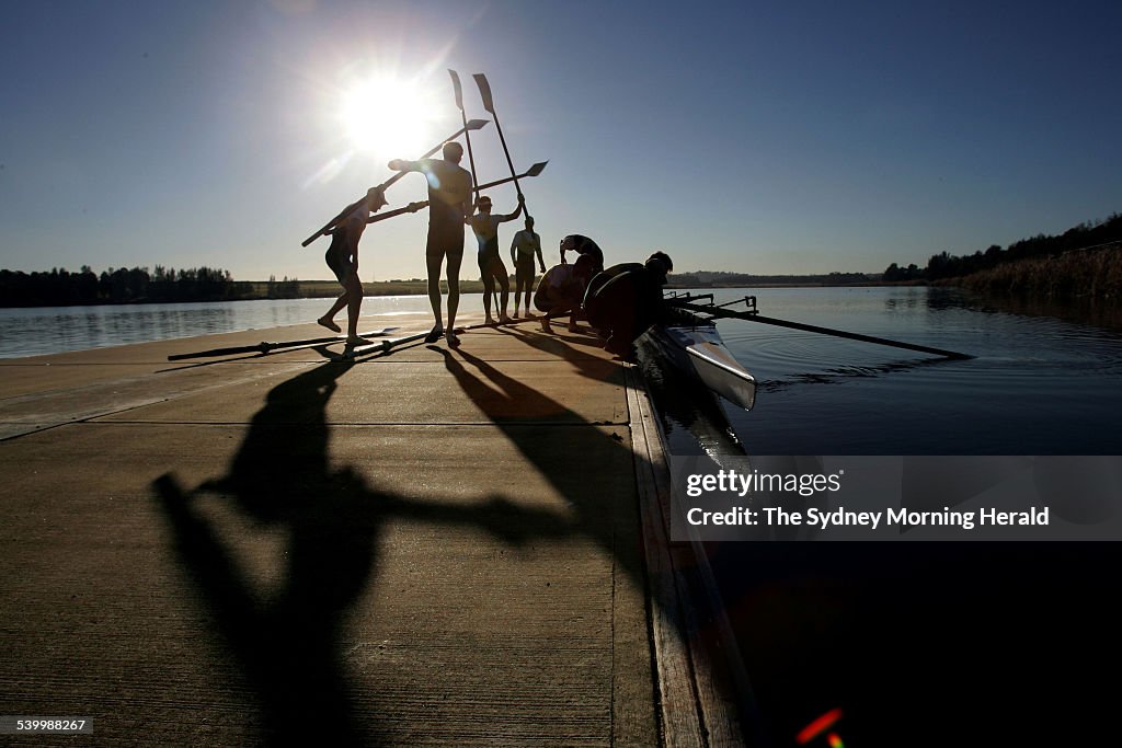 Members of the Australian men's rowing squad have been roughing it this week at