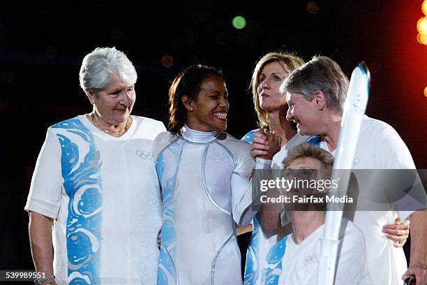 Dawn Fraser, Cathy Freeman, Shane Gould, Raelene Boyle and Betty Cuthbert at the opening ceremony of the Sydney 2000 Olympic games at Stadium...