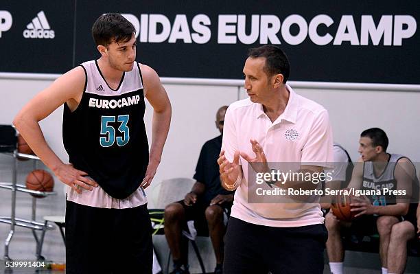 Coach David Blatt instructs a player during Adidas Eurocamp Day Three at La Ghirada sports center on June 12, 2016 in Treviso, Italy.