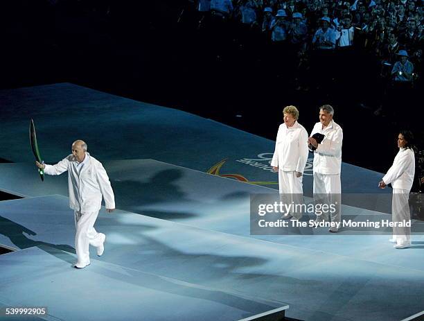 Commonwealth Games 2006. The final leg of the Queen's baton relay during the Opening Ceremony of the 2006 Commonwealth Games at the Melbourne Cricket...