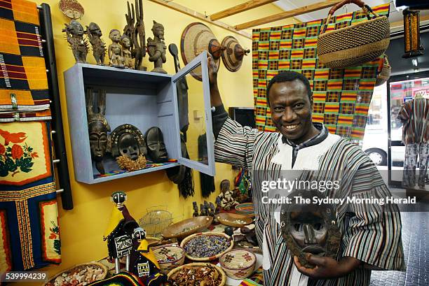 King Street Newtown. African Nomad owner Alex Ohene, 9 August 2006. SMH Picture by NARELLE AUTIO