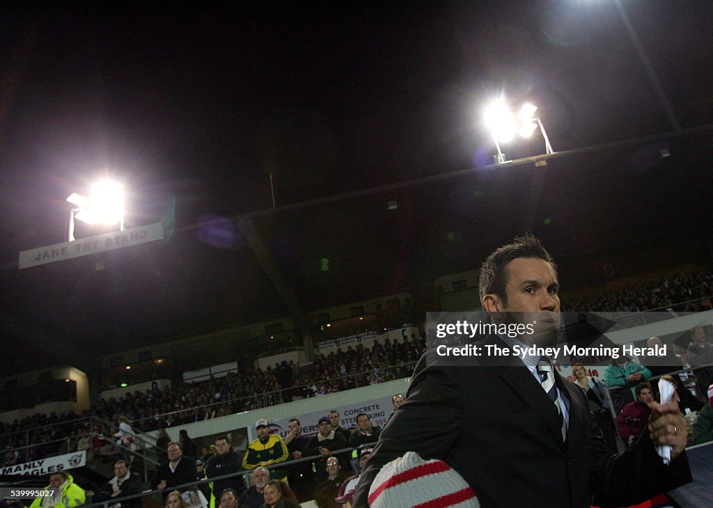 Matt Johns on the sidelines during the NRL Round 14 rugby league match between t
