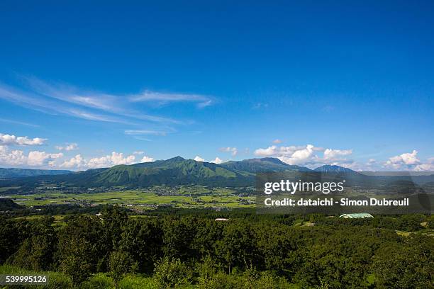 aso volcano caldera - caldera stock pictures, royalty-free photos & images