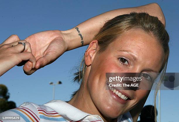 Australian swimmer Joanna Fargus with her tattoo 'dum spiro spero'... News Photo - Getty Images Australian swimmer Joanna Fargus with her tattoo 'dum spiro spero'... News Photo - Getty Images