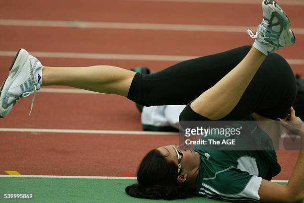 Commonwealth Games 2006. Australia's Jana Pittman warms up at Olympic Park, Melbourne, during the 2006 Commonwealth Games, 17 March 2006. THE AGE...