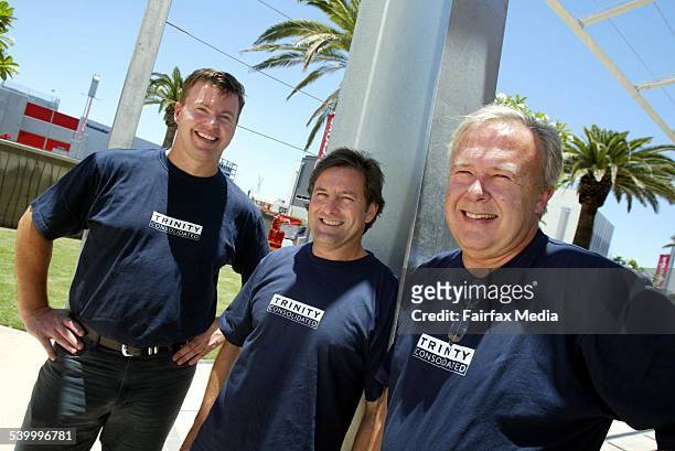 Ben McCarthy, Don O'Rorke and Peter Lewis of Trinity Consolidated after the ASX launch, 14 December 2004. AFR Picture by ROBERT ROUGH