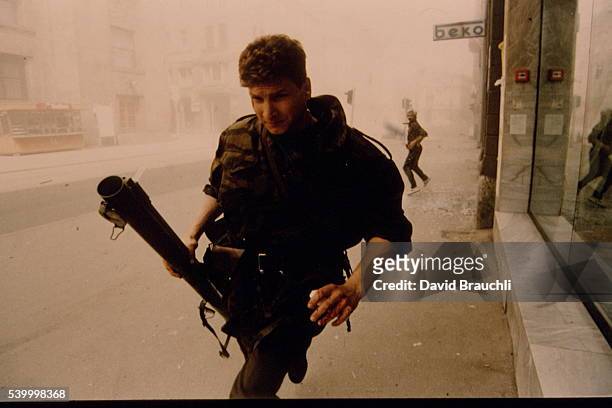 FIGHTING IN THE STREETS OF SARAJEVO