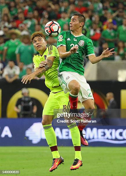 Adalberto Penaranda of Venezuela fights for the ball with Paul Aguilar of Mexico during the 2016 Copa America Centenario Group match between Mexico...