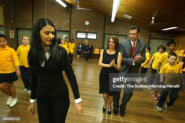 Year 5 students from Leichhardt Public school with Melanie Sears, world dance champion in New Vogue dancing, teaches the kids dance moves. This was...