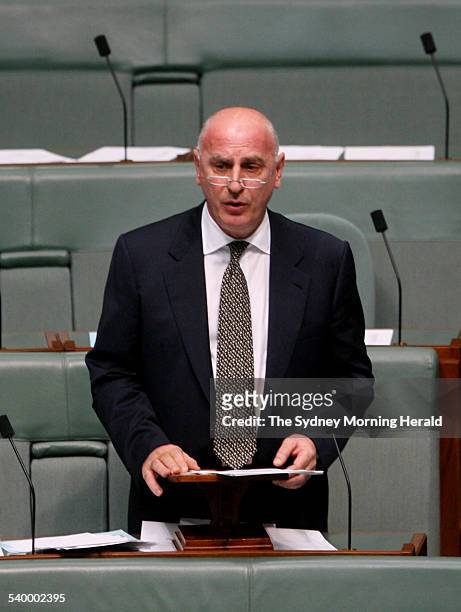 Liberal MP Petro Georgiou speaking at the debate on the asylum seeker bill in Parliament. The bill would allow the offshore processing of all asylum...