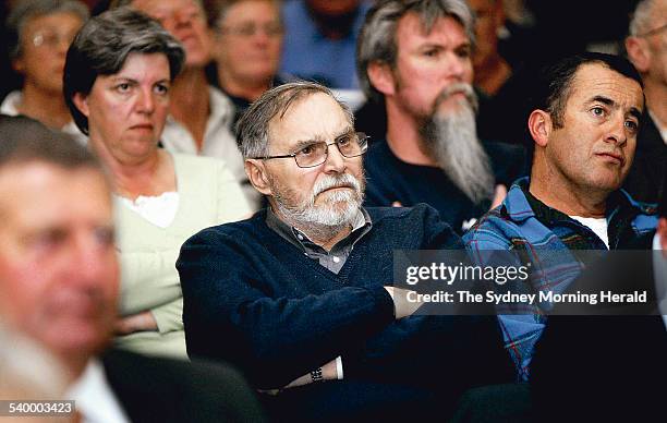 Local Residents of Cooma meet in Cooma to discuss the sale of the Snowy Hydro by the State and Commonwealth Governments. Speaking at the meeting is...