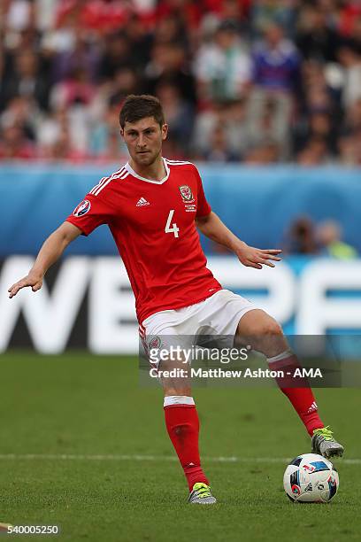 Ben Davies of Wales during the UEFA EURO 2016 Group B match between Wales and Slovakia at Stade Matmut Atlantique on June 11, 2016 in Bordeaux,...