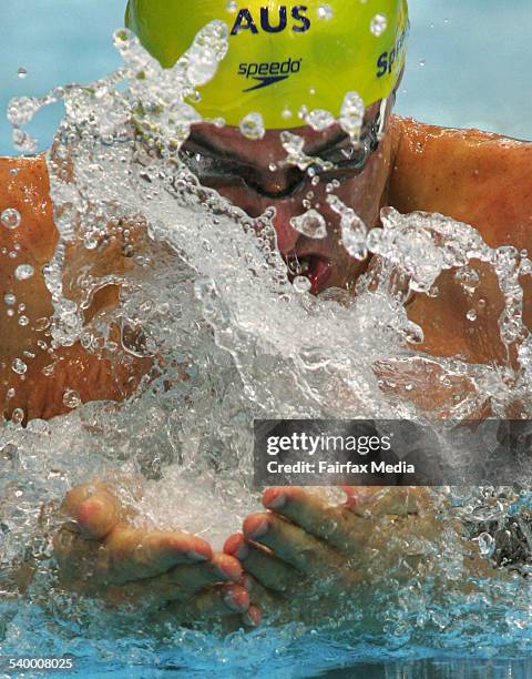 Commonwealth Games 2006. Australia's Christian Sprenger in Heat 3 of the Men's 100m Breaststroke at the Melbourne Sports and Aquatic, 17 March 2006....