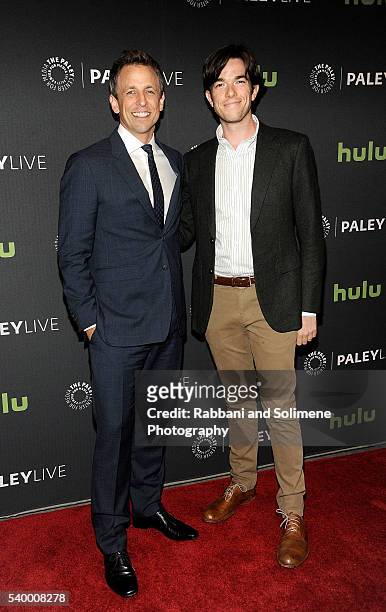 Seth Meyers and John Mulaney attends PaleyLive NY:An Evening With Seth Meyers at The Paley Center for Media on June 13, 2016 in New York City.
