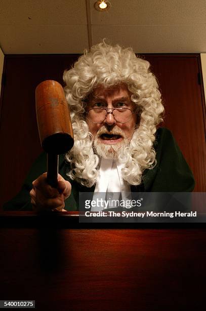 Tony Lleu as an irate magistrate, Styled by Cidonie Richards, 2 June 2004. SMH Picture by JENNIFER SOO
