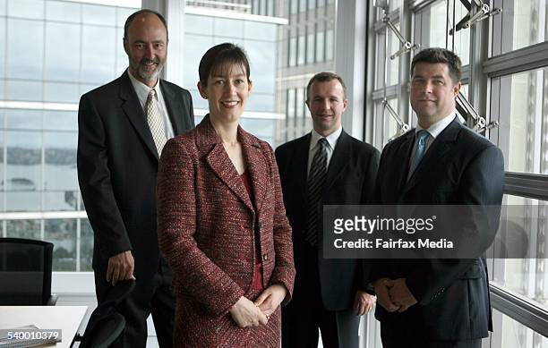 From left to right; Ian Harding, Catherine Allbrey, Mike Munns, Graeme Burke from Waterstone Capital, 16 May 2006. AFR Picture by JIM RICE