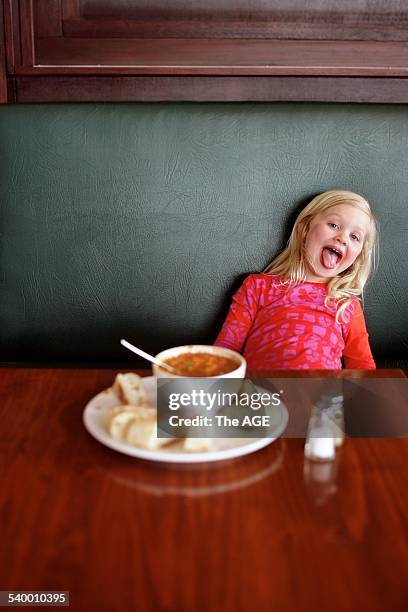 Young girl at Cafe Quince, Spensley Street, Clifton Hill, 14 September 2005. THE AGE Picture by MARINA OLIPHANT