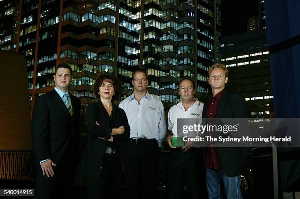 Australian IT experts, from left, Geoff McQueen, Natalka Suchowerska, Graham Henley, John Nicholls and Todd Martin, at Cockle Bay, Sydney, 1 May...