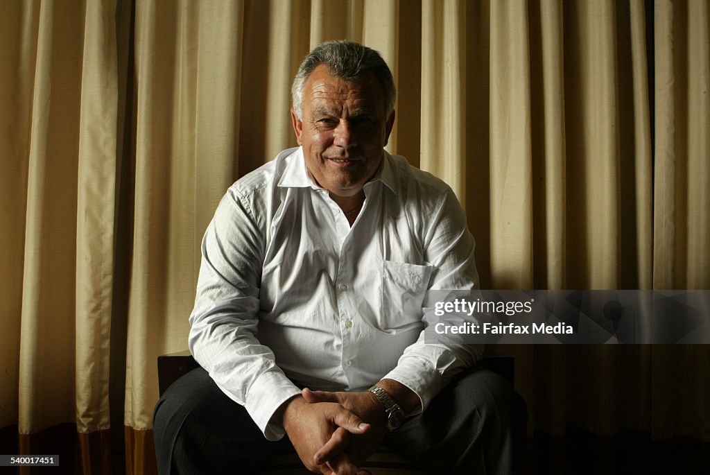 Portrait of Wallabies Coach John "Knuckles" Connolly at the team hotel in Parram