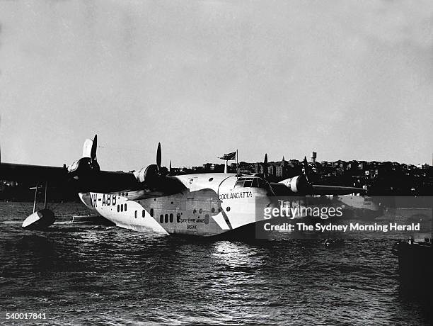 Empire Flying Boats- Cooee & Coolangatta, 10 June 1938. SMH Picture by GORDON SHORT