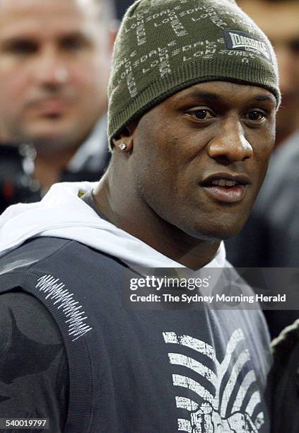 Wendell Sailor walks through the crowd to his seat for the Mundine v Green fight at Aussie Stadium, 17 May 2006. SMH Picture by DALLAS KILPONEN