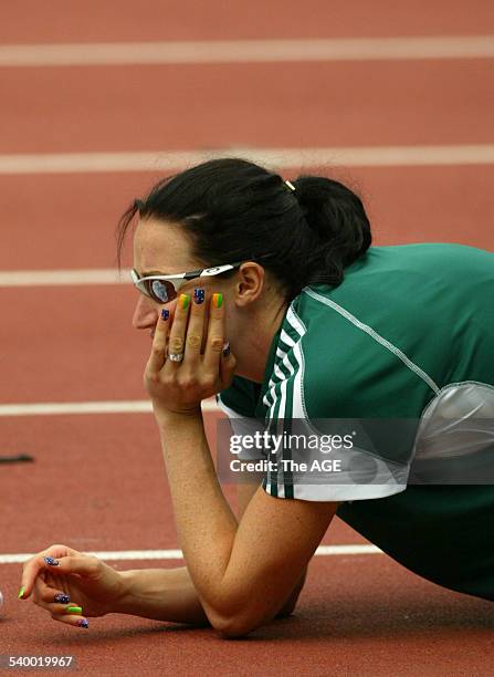 Commonwealth Games 2006. Australia's Jana Pittman warms up at Olympic Park, Melbourne, during the 2006 Commonwealth Games, 17 March 2006. THE AGE...