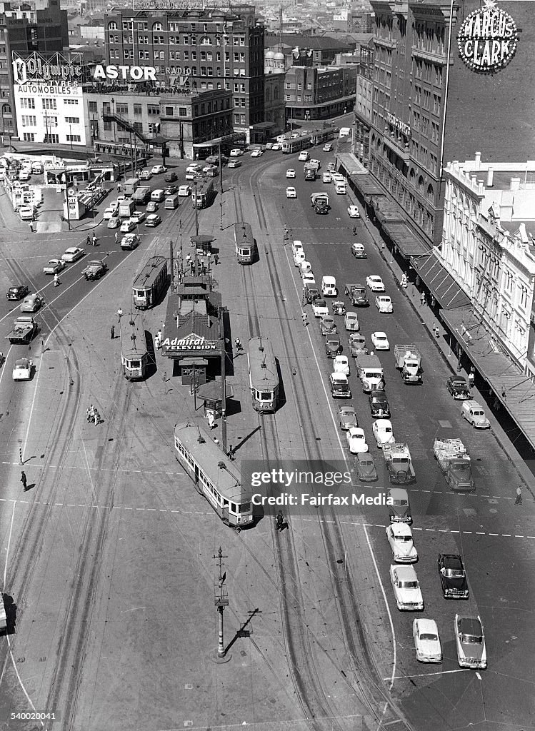 A scene a of Railway Square Sydney on 15 November 1958. FAIRFAX ARCHIVE Picture