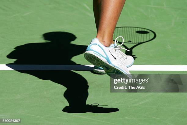 Tennis - Australian Open in Melbourne. Anastasia Myskina of Russia during practice, 3 January 2005. The AGE Picture by VINCE CALIGIURI