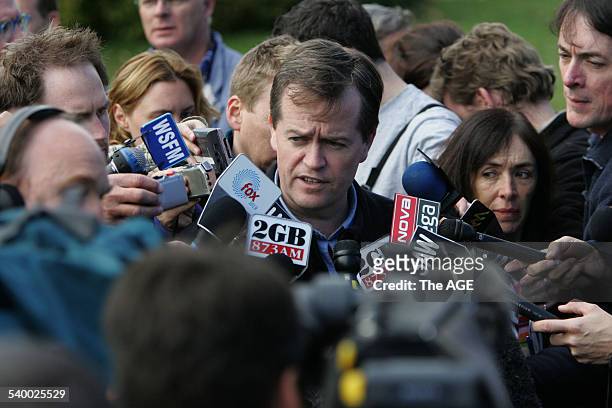 Beaconsfield Mine 2006. National Secretary of the AWU, Bill Shorten, waits in front of the media for a press conference about two miners, Brant Webb...