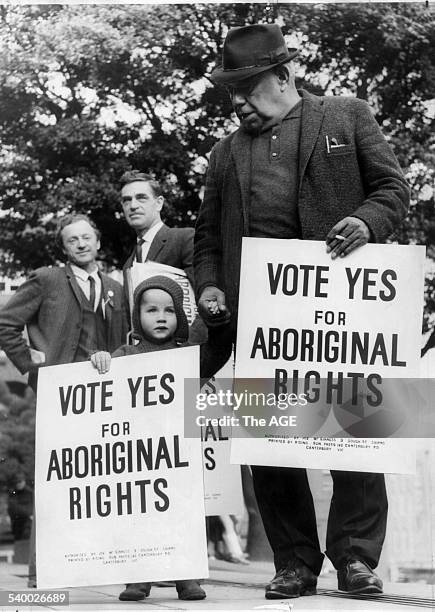 Bill Onus, President of the Victorian Aborigines' Advancement League, was the only Aboriginal to take part in the march for Aboriginal Rights...