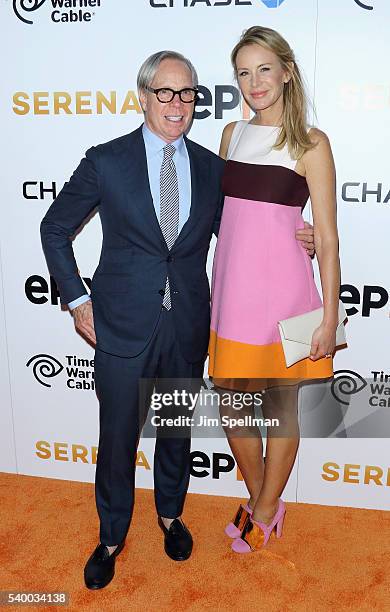 Fashion designer Tommy Hilfiger and wife Dee Ocleppo attends the premiere of EPIX original documentary "Serena" at SVA Theatre on June 13, 2016 in...