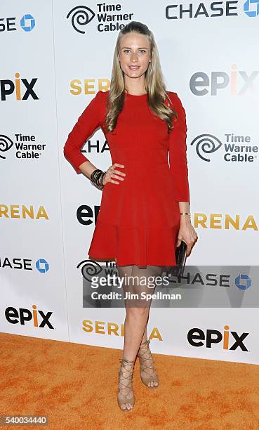 Model Julie Henderson attends the premiere of EPIX original documentary "Serena" at SVA Theatre on June 13, 2016 in New York City.