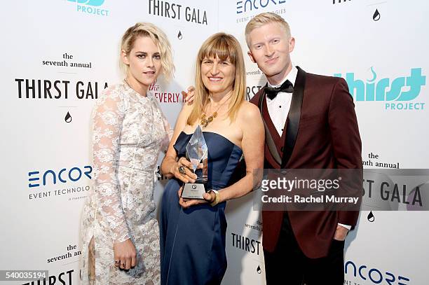 Actress Kristen Stewart, Governor's Award recipient Catherine Hardwicke and The Thirst Project President/CEO Seth Maxwell attend the 7th Annual...