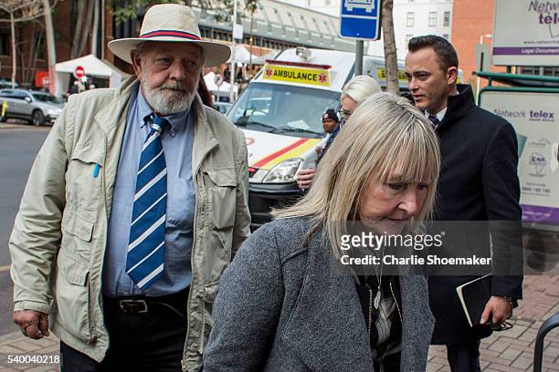 June Steenkamp and Barry Steenkamp arrive at North Gauteng High Court on June 14, 2016 in Pretoria, South Africa. Having had his conviction upgraded...