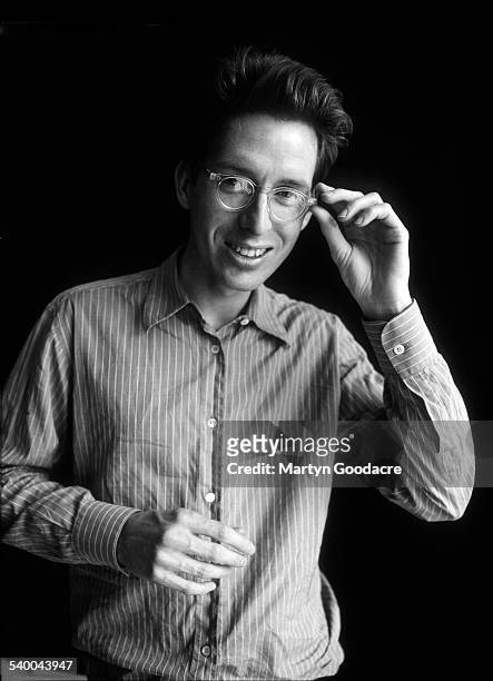 Studio portrait of American film director and screenwriter Wes Anderson, London, 1998.