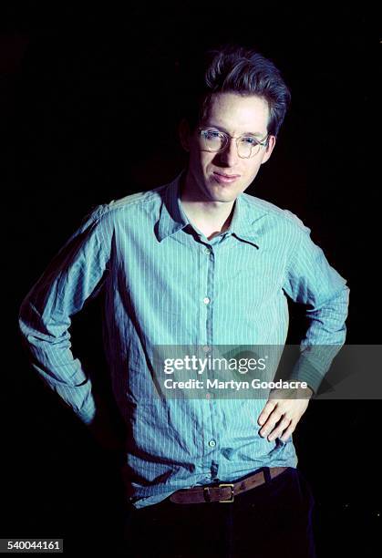 Studio portrait of American film director and screenwriter Wes Anderson, London, 1998.