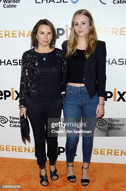 Singer Patty Smyth and Anna McEnroe attend the premiere of EPIX original documentary "Serena" at SVA Theatre on June 13, 2016 in New York City.