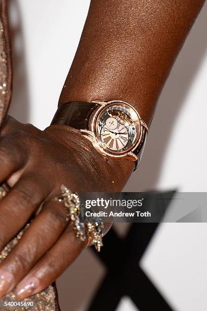 Serena Williams, watch detail, attends the premiere of EPIX original documentary "Serena" at SVA Theater on June 13, 2016 in New York City.