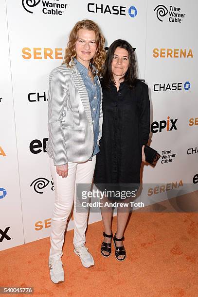 Sandra Bernhard and Sara Switzer attend the premiere of EPIX original documentary "Serena" at SVA Theater on June 13, 2016 in New York City.