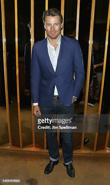 Model Alex Lundqvist attends the premiere after party of EPIX original documentary "Serena" at The Top of The Standard on June 13, 2016 in New York...