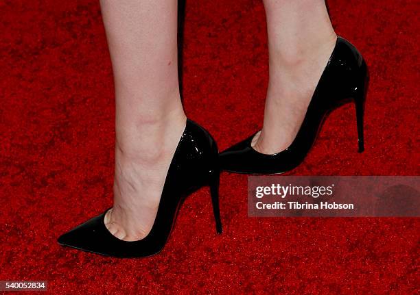 Katherine McNamara, shoe detail, attends the 7th annual Thirst Gala at The Beverly Hilton Hotel on June 13, 2016 in Beverly Hills, California.