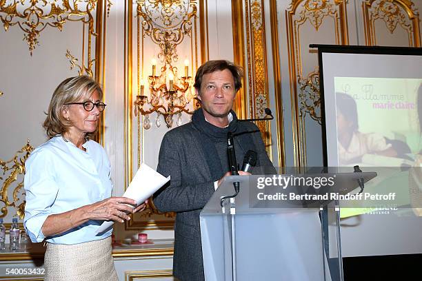 Sponsor and Host of the event Claire Chazal of France 5 and Host of the event Laurent Delahousse present 'La Flamme Marie Claire' : 7th Edition -...