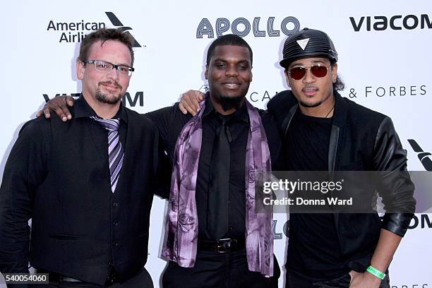 Adam Crutchfield, Joey Rayfield and Lynn Grisett of the NPG Hornz attend the Apollo Theater11th Annual Spring Gala at The Apollo Theater on June 13,...