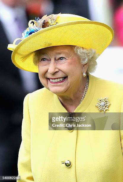 Queen Elizabeth II arrives in the parade ring at Royal Ascot 2016 at Ascot Racecourse on June 14, 2016 in Ascot, England.
