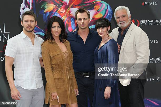 Kelly Kruger, Scott Clifton, Jacqueline Mac Innes Wood, Darin Brooks, Rena Sofer and John McCook attend "The Bold and The Beautiful" Photocall as...