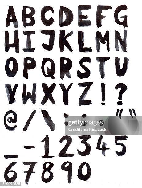 hand drawn painted brush font - alphabet stock illustrations