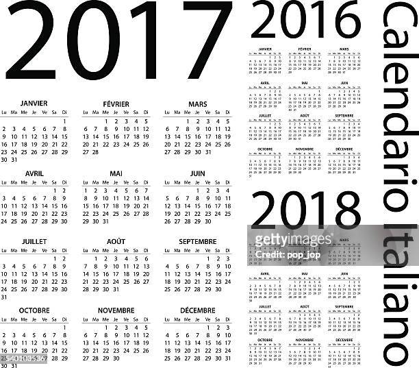 ilustrações de stock, clip art, desenhos animados e ícones de italiano calendário de 2017 2016 2018-ilustração - calendar 2017