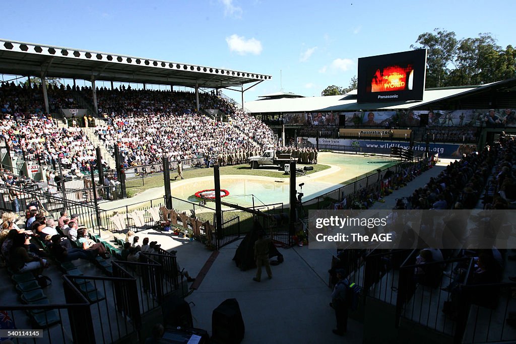 Steve Irwin Memorial Service. A large crowd attends the memorial service for The